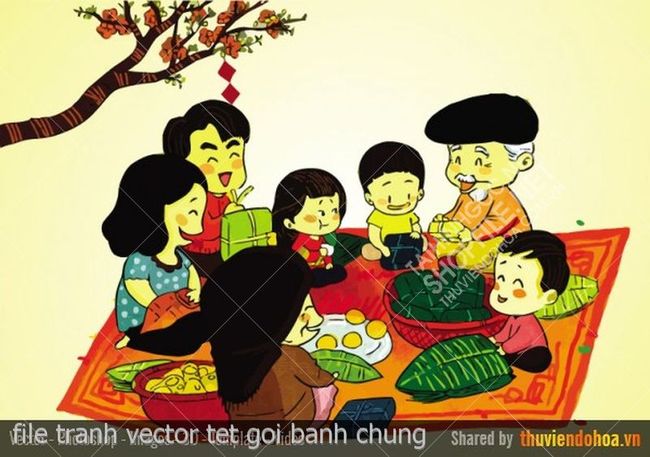 file tranh vector tet goi banh chung